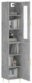vidaXL Ντουλάπι Γκρι Σκυροδέματος 34,5x34x180 εκ. Επεξεργασμένο Ξύλο