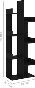 vidaXL Βιβλιοθήκη Μαύρη 48 x 25,5 x 140 εκ. από Επεξ. Ξύλο