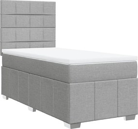 vidaXL Κρεβάτι Boxspring με Στρώμα Ανοιχτό Γκρι 80x200 εκ. Υφασμάτινο