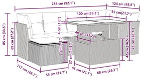 Σαλόνι Κήπου Σετ 7 τεμ. Μπεζ Συνθετικό Ρατάν με Μαξιλάρια - Μπεζ