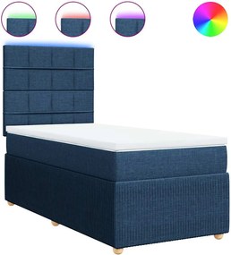 vidaXL Κρεβάτι Boxspring με Στρώμα Μπλε 100 x 200 εκ. Υφασμάτινο