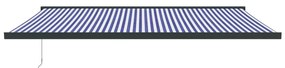 Τέντα Πτυσσόμενη Μπλε και Λευκή 5 x 3 μ. Ύφασμα και Αλουμίνιο - Πολύχρωμο