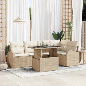 vidaXL Σετ Καναπέ Κήπου 6 pcs Μπεζ 100 x 55 x 73 εκ Πολυ ράταν