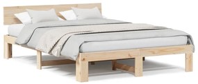 vidaXL Σκελετός Κρεβατιού Καφέ 140 x 200 cm Μασίφ ξύλο πεύκου