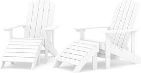 vidaXL Καρέκλες Κήπου Adirondack 2 τεμ. Λευκές από HDPE με Υποπόδια