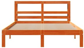 vidaXL Σκελετός Κρεβ. Χωρίς Στρώμα Καφέ Κεριού 135x190 εκ Μασίφ Πεύκο