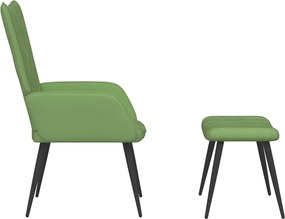 vidaXL Πολυθρόνα Relax Ανοιχτό Πράσινο Βελούδινη με Σκαμπό