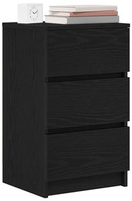 Κομοδίνα με 3 συρτάρια 2 τεμάχια Μαύρο 39x35x65 εκ. - Μαύρο