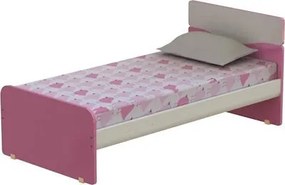 Παιδικό Κρεβάτι Μονό Alfa Set Wave για Στρώμα 90x200cm - Χρώμα Ροζ &amp; Λάττε