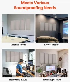 VEVOR 4 PCS Acoustic Wall Panels 2 in Thick 23.6 x 11.8 in Self-adhesive Camel