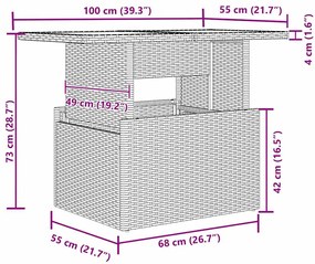 vidaXL Σετ Καναπέ Κήπου με μαξιλάρι 7 pcs Μπεζ Πολυ ράταν