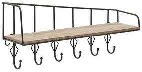 Inart Κρεμάστρα-Ράφι Μεταλλική-Ξύλινη 61x15x28cm Μαύρο-Φυσικό 3-70-812-0183