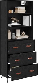 vidaXL Highboard Μαύρη δρυς 69,5 x 34 x 180 εκ. Επεξεργασμένο ξύλο