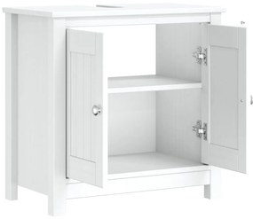 vidaXL Ντουλάπι Νιπτήρα BERG Λευκό 60 x 34 x 59 εκ. Μασίφ Ξύλο Πεύκου