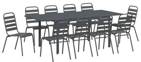 vidaXL Σέτ φαγητού για κήπο 11 pcs Ανθρακί Ατσάλι