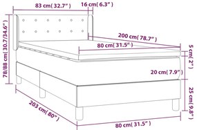 vidaXL Κρεβάτι Boxspring με Στρώμα Μαύρο 80 x 200 εκ. Βελούδινο