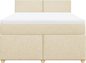 vidaXL Κρεβάτι Boxspring με Στρώμα Κρεμ 140x200 εκ. Υφασμάτινο