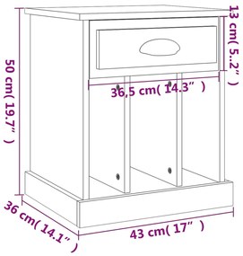 Κομοδίνο Λευκό 43 x 36 x 50 εκ. - Λευκό