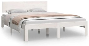 vidaXL Πλαίσιο Κρεβατιού Λευκό 135x190 εκ. από Μασίφ Ξύλο Double