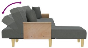 Καναπές Κρεβάτι Γωνιακός Σκ. Γκρι 279x140x70 εκ. Υφασμάτινος - Γκρι