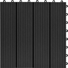 vidaXL Πλάκα Κατασκευής 11 pcs Μαύρο 30 x 30 cm WPC