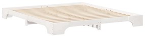 vidaXL Κρεβάτι δαπέδου Λευκό 200 x 220 cm Μασίφ ξύλο πεύκου