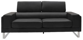 Καναπές Shea pakoworld 3θέσιος pu μαύρο-inox 198x80x87εκ
