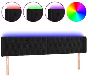 vidaXL Κεφαλάρι Κρεβατιού LED Μαύρο 183x16x78/88 εκ. Βελούδινο