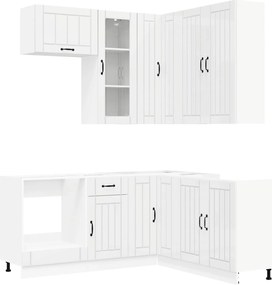 vidaXL Μονάδα κουζίνας LUCCA 8 pcs Γυαλιστερό Λευκό Επεξεργασμένο Ξύλο