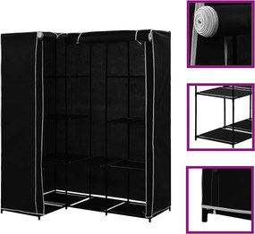 vidaXL Γωνιακή Ντουλάπα Μαύρη 130 x 87 x 169 εκ.