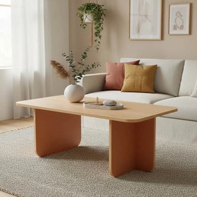 Τραπέζι Bοca pakoworld σε oak-κεραμιδί απόχρωση 100x60x42εκ