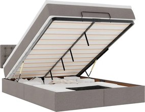 vidaXL Οθωμανικό κρεβάτι με στρώμα &amp; LEDs τεφρόχρουν χρώμα Ύφασμα