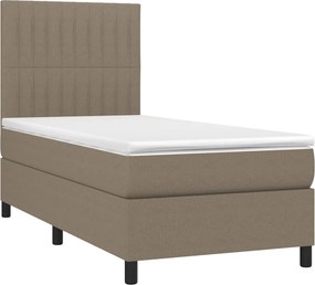 vidaXL Κρεβάτι Boxspring με Στρώμα Taupe 100 x 200 εκ. Υφασμάτινο