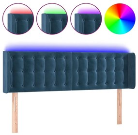 Κεφαλάρι Κρεβατιού LED Σκούρο Μπλε 147x16x78/88 εκ. Βελούδινο - Μπλε