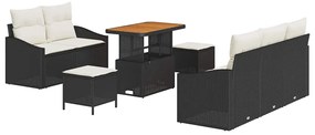 vidaXL Σετ Καναπέ Κήπου με μαξιλάρι 8 pcs Μαύρο, Κρέμα 90 x 55 x 71 cm