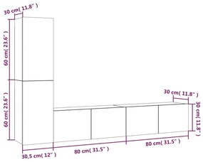 Σετ Επίπλων Τηλεόρασης 4 Τεμ. Γκρι Sonoma Επεξεργασμένο Ξύλο - Γκρι