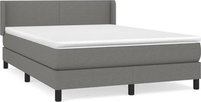 vidaXL Κρεβάτι Boxspring με Στρώμα Σκούρο Γκρι 140x200 εκ Υφασμάτινο