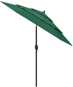 Ομπρέλα 3 Επιπέδων Πράσινη 2,5 μ. με Ιστό Αλουμινίου - Πράσινο