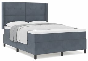 vidaXL Κρεβάτι με ελατήρια Σκούρο γκρι 160 x 200 cm Βελούδο