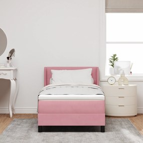 vidaXL Κρεβάτι Box Spring με Στρώμα  Ροζ 80x200 εκ. Βελούδο