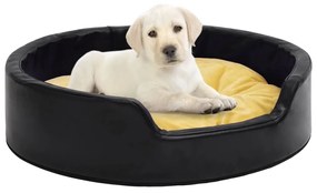Κρεβάτι Σκύλου Μαύρο/Κίτρινο 99x89x21 εκ. Βελουτέ/Συνθ. Δέρμα