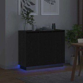 vidaXL Πλευρικό Τραπέζι LED Μαύρη Οξυά 90 x 32 x 75 εκ.