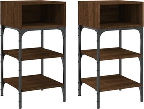 vidaXL Κομοδίνα 2 τεμ. Καφέ Δρυς 35x34,5x70 εκ. Επεξεργασμένο Ξύλο