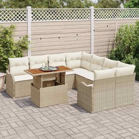 vidaXL Σετ Καναπέ Κήπου με μαξιλάρι 7 pcs μπεζ και κρεμ