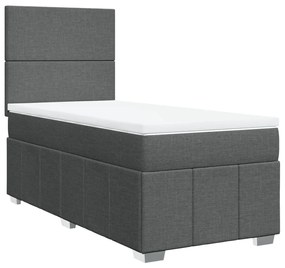 vidaXL Κρεβάτι Boxspring με Στρώμα Σκούρο Γκρι 100x200 εκ. Υφασμάτινο