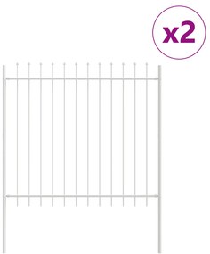 vidaXL Φράχτης Κήπου  με Σημαντική Κορυφή, Λευκός, 3,4x1,5 μ, από Χάλυβα