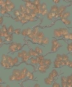 Ταπετσαρία τοίχου Wall Fabric Pine Tree Sage-Gold WF121013 53Χ1005