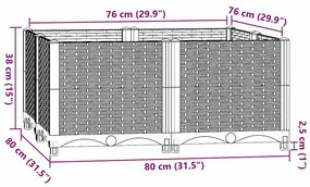 vidaXL Ζαρντινιέρα 80 x 80 x 38 εκ. από Πολυπροπυλένιο