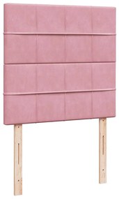 vidaXL Κρεβάτι Boxspring με Στρώμα Ροζ 80 x 200 εκ. Βελούδινο