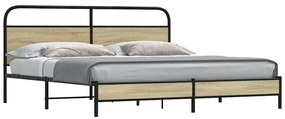 vidaXL Σκελετός Κρεβ. Χωρίς Στρώμα Sonoma Δρυς 183x213 εκ. Μεταλλικό